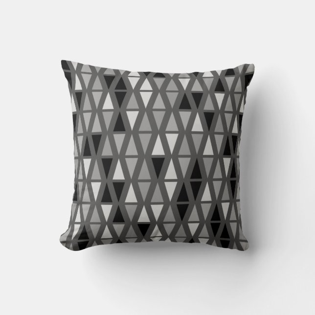 Geometric Silvery Grey Triangles Sofa Throw Pillow (Front)