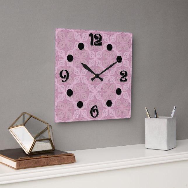 Geometric smoky lilac art deco square wall clock (Office)