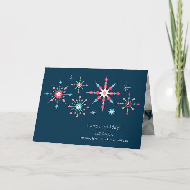 Geometric Snowflake Holiday Greeting Card (Front)