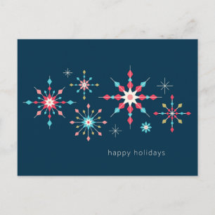 Geometric Snowflake Holiday Greeting Postcard