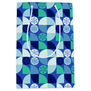 Geometric Snowflakes - Blue Background - Gift Bag