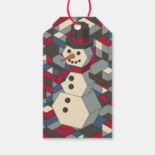 Geometric Snowman Christmas Gift Tags - Set of 10