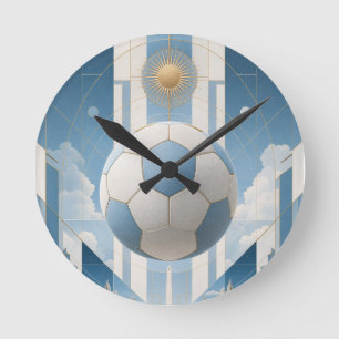 Geometric Soccer Cityscape-Argentina Round Clock