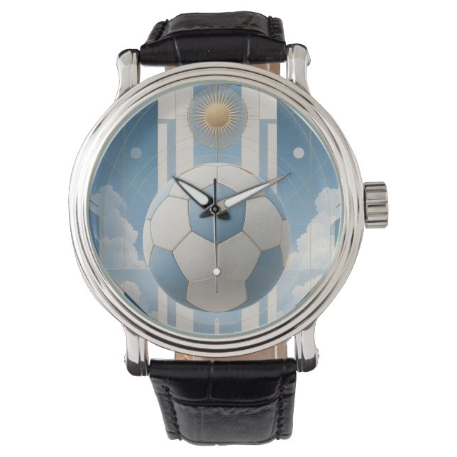 Geometric Soccer Cityscape-Argentina Watch (Front)