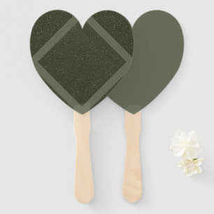 Geometric & Solid Moss Heart Fan Set