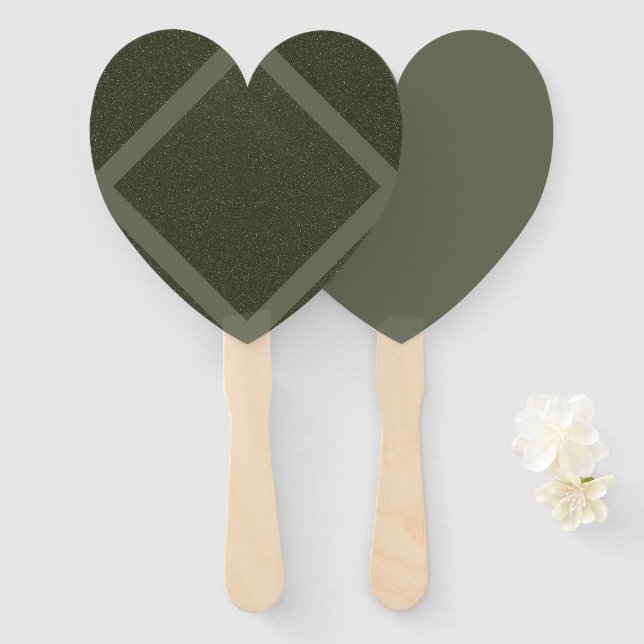Geometric & Solid Moss Heart Fan Set (Front and Back)