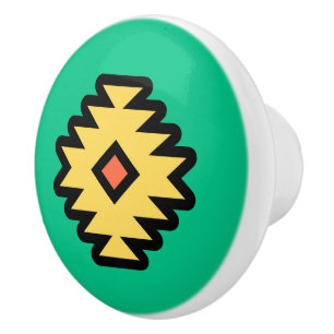 Geometric Southwestern Pop-Art Design Ceramic Knob
