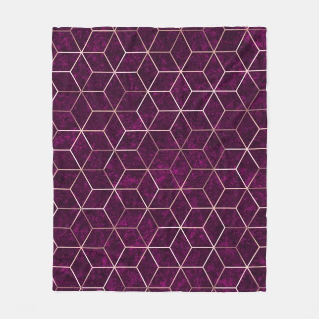 Geometric Sparkle Gold Foil Texture Fleece Blanket (Front)