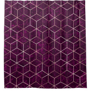 Geometric Sparkle Gold Foil Texture Shower Curtain