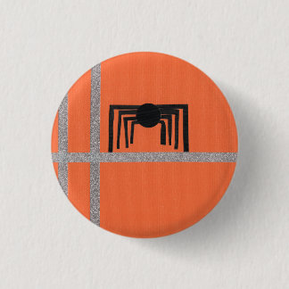 Geometric Spider Design Black and Orange 3 Cm Round Badge