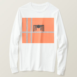 Geometric Spider Design Black and Orange T-Shirt