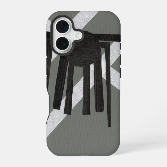 Geometric Spider Design iPhone 16 Case (Back)