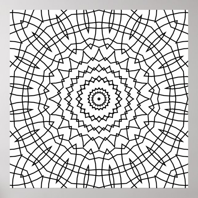 Geometric Spiral Mandala with Angular Web Lines Poster (Front)