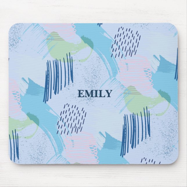 Geometric Spirals and Lines Pattern Mouse Pad (Front)