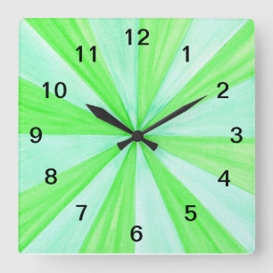 Geometric Spokes of Green and Blue Wall Clock
