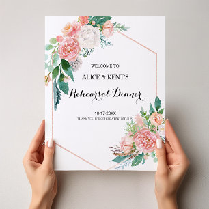 Geometric Spring Floral Rehearsal dinner Welcome Poster