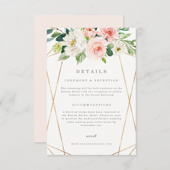 Geometric Spring Romance Details Card (Front/Back)