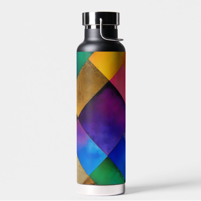Geometric Sqares Water Bottle (Left)