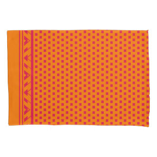 Geometric Square Dots   hot pink orange Pillowcase