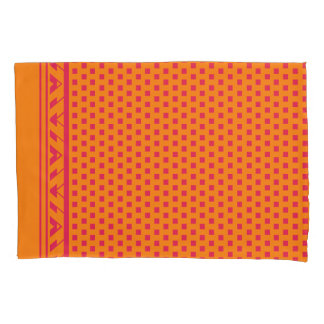 Geometric Square Dots | hot pink orange Pillowcase