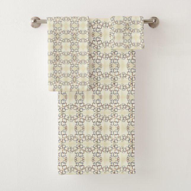 Geometric Square Pattern Blanket Bath Towel Set (Insitu)