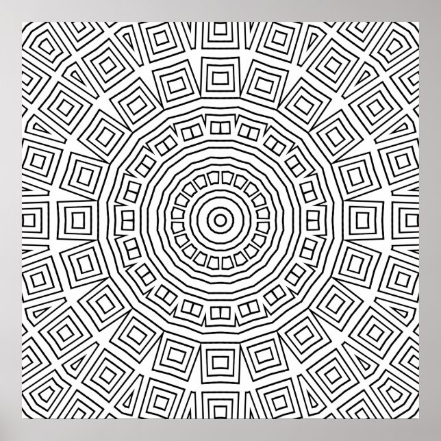 Geometric Square Spiral Mandala Pattern Design Poster (Front)