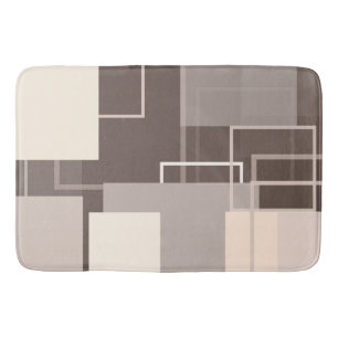 Geometric Squares - Chocolate and Cream Bath Mat