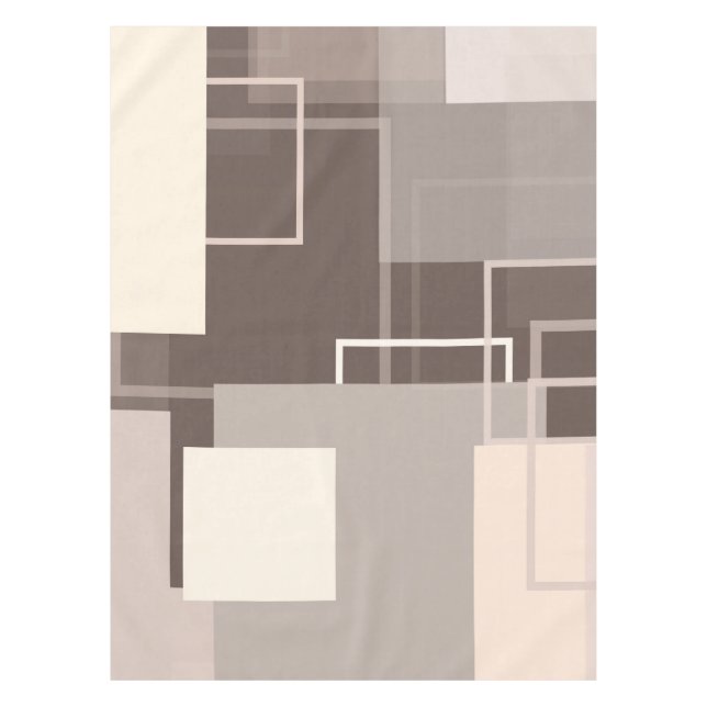 Geometric Squares - Chocolate and Cream Tablecloth (Front)