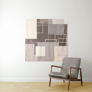 Geometric Squares - Chocolate and Cream Tapestry