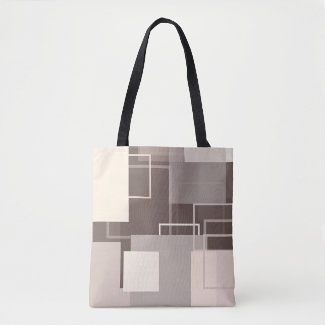 Geometric Squares - Chocolate and Cream Tote Bag (Front)