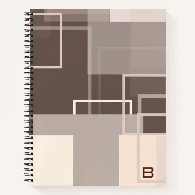 Geometric Squares - Chocolate Cream Notebook (Front)