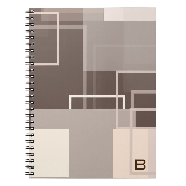 Geometric Squares - Chocolate Cream Photo Notebook (Front)