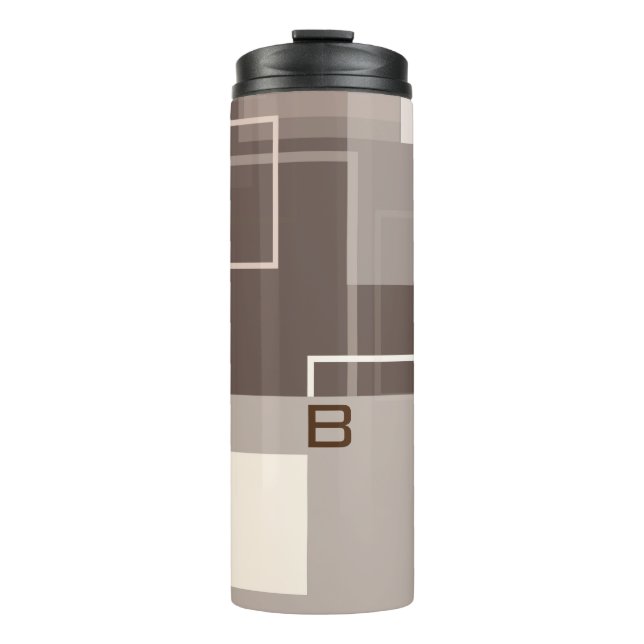 Geometric Squares - Chocolate Cream Thermal Tumbler (Front)