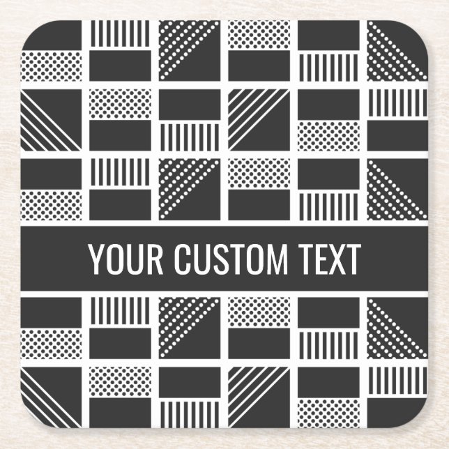 Geometric Squares custom text coasters (Front)