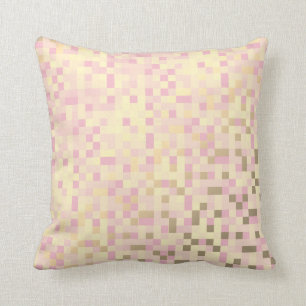 Geometric Squares Foxier Gold Pink Rose Cyber Cushion