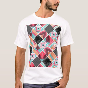 Geometric squares, watercolor patchwork T-Shirt