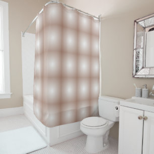 Geometric Squares with Mocha Mousse Gradient White Shower Curtain