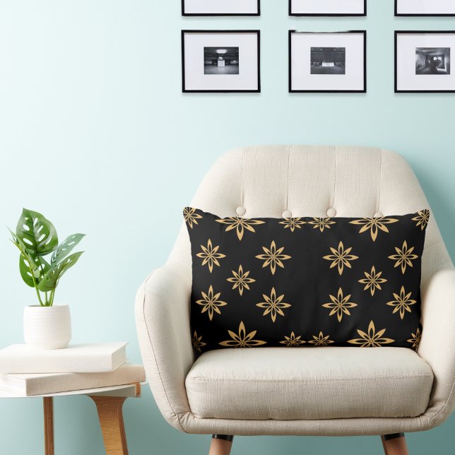Geometric Star-like Petal Flower Repeating Pattern Lumbar Cushion (Creator Uploaded)