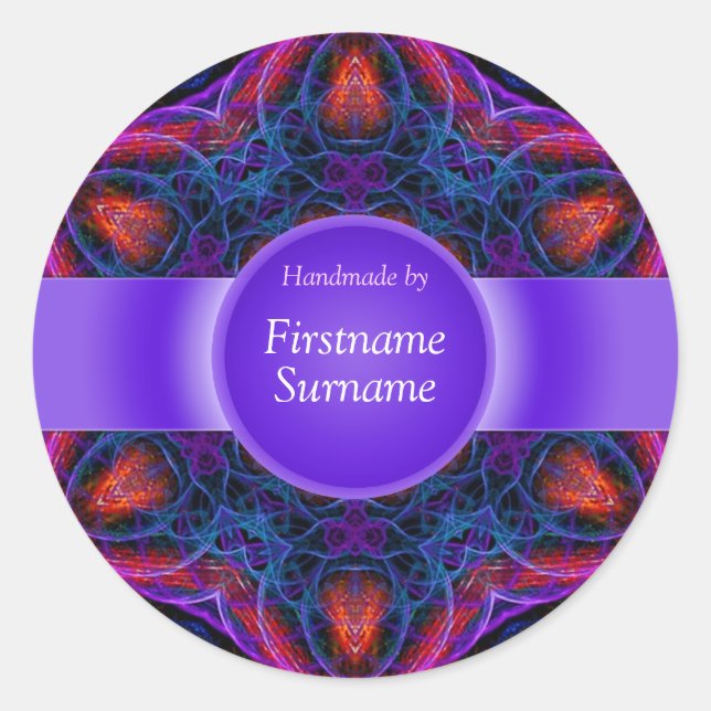 Geometric Star Mandala Label Round (Front)
