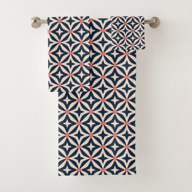 Geometric Star Pattern Bath Towel Set (Insitu)