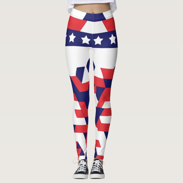 Geometric Star Pattern Leggings for 4th of July (Front)