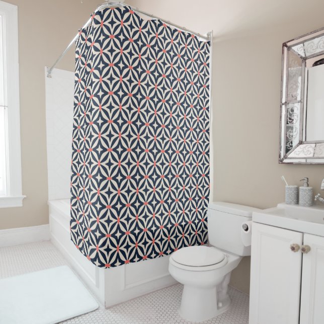 Geometric Star Pattern Shower Curtain (In Situ)