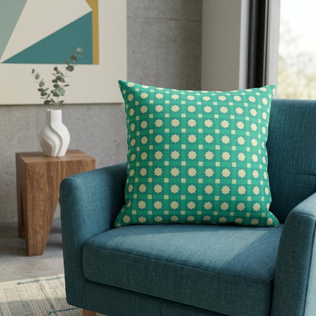 Geometric Star Pattern Wallpaper - Teal & Cream Cushion (Creator Uploaded)
