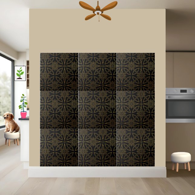 Geometric Starburst Tile - Black and Gold Pattern (Creator Uploaded)