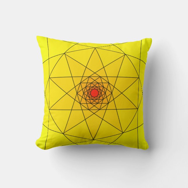 Geometric Starburst - Yellow & Red Design  Cushion (Front)