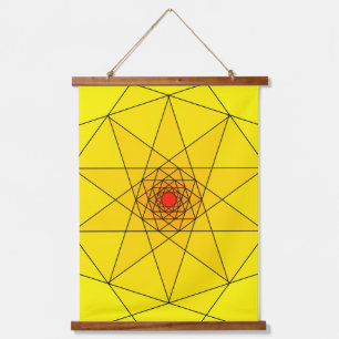 Geometric Starburst - Yellow & Red Design Hanging Tapestry