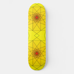 Geometric Starburst - Yellow & Red Design Skateboard