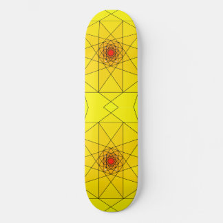 Geometric Starburst - Yellow & Red Design Skateboard