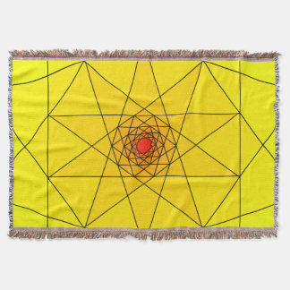 Geometric Starburst - Yellow & Red Design Throw Blanket