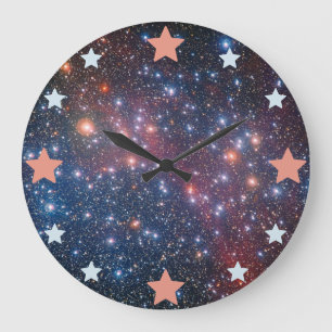 Geometric Stars Over a Cosmic Nebula. Large Clock